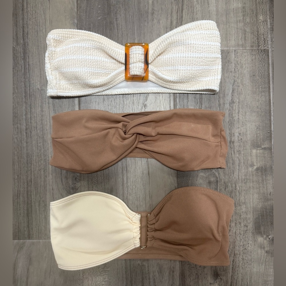 Like new bundle of 3 bandeau swim bikini tops